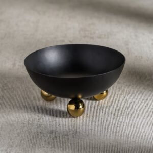 Black Condiment Bowl with Gold Feet