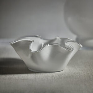 White Tall Wave Glass Bowl - 12 in